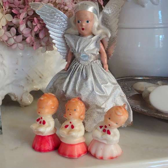 Set of 3 Vintage 1950s Collectible Gurley Candle CO. Christmas Carolers Candles - Picture 5 of 8